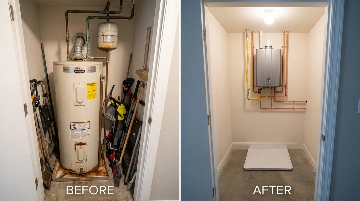 Tank water heater versus wall-mounted tankless unit comparison for Ossipee, NH homeowners